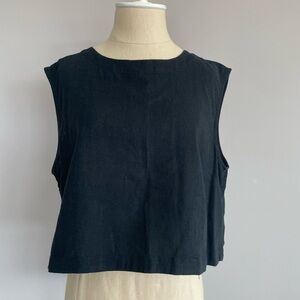 Back Button Black Sleeveless Top